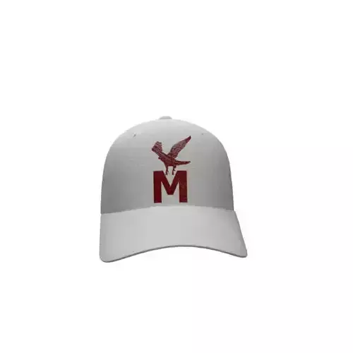 White Jeans Baseball Cap with a Flying Eagle and the Letter M