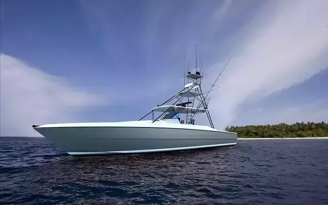 43 Foot Sportfisher Motor Fishing Boat 3D model