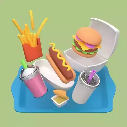 Stylized Cartoon Fast Food Collection 3D model