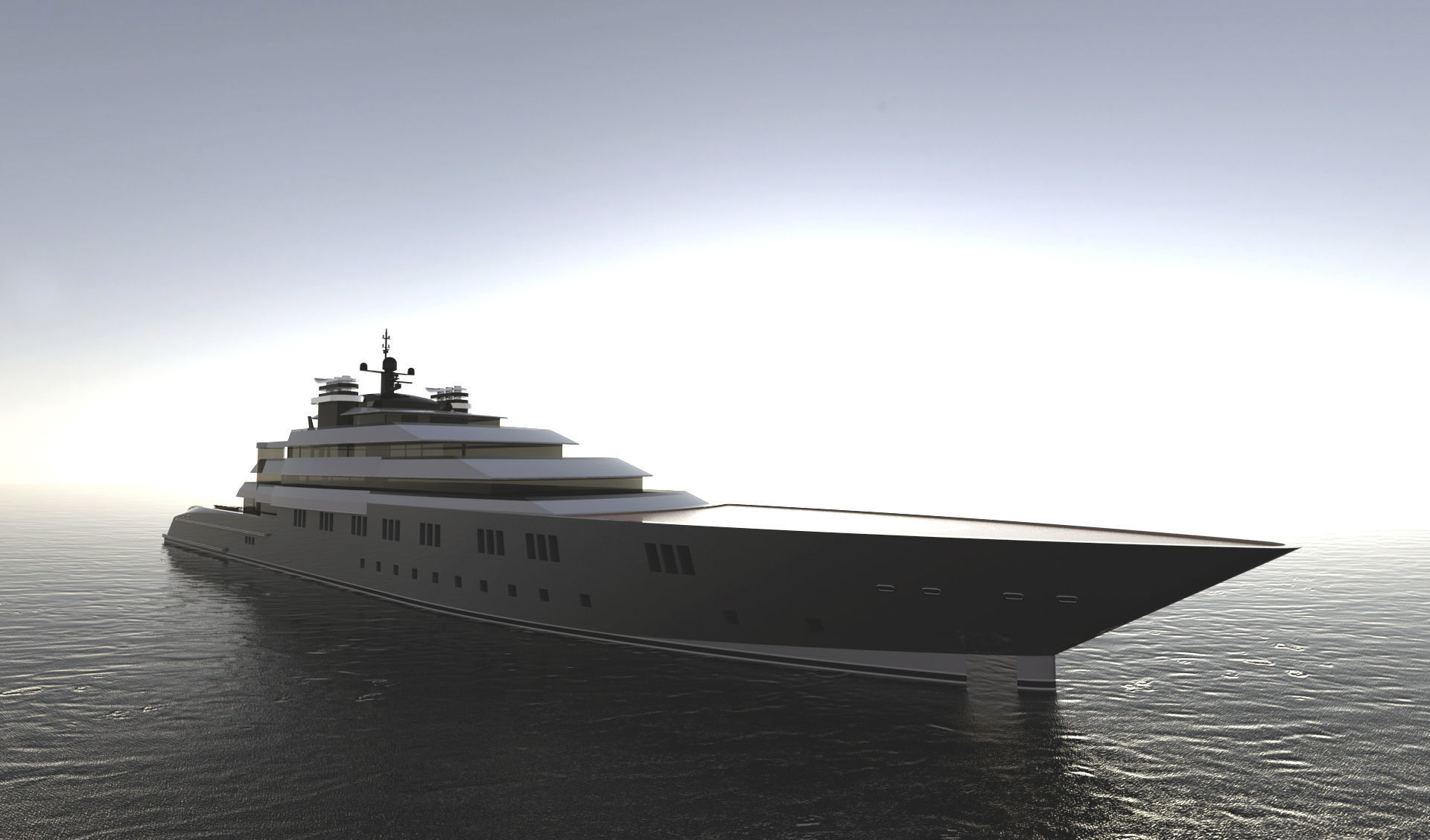 130 Meter Mega Yacht 3D model_1