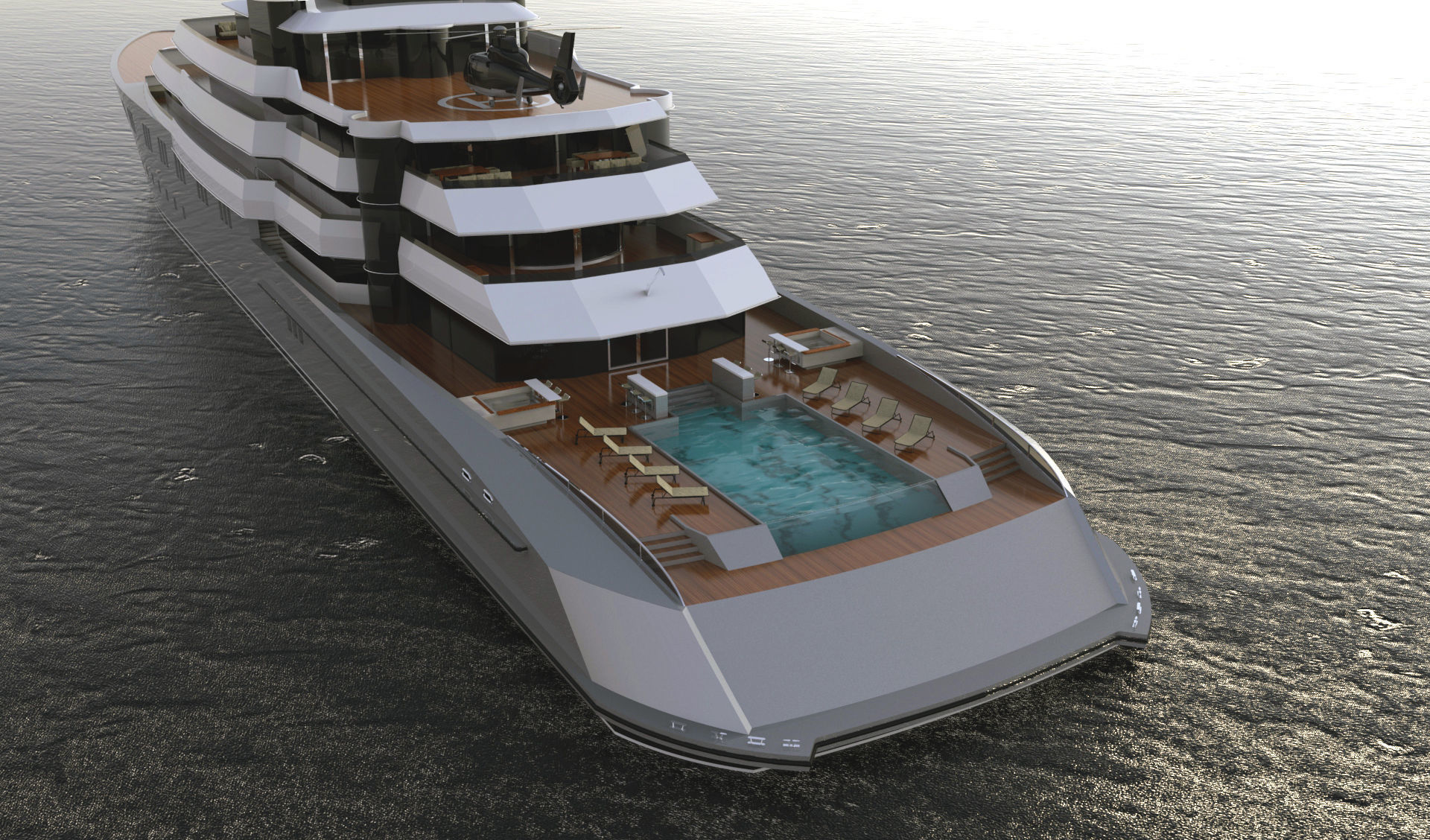 130 Meter Mega Yacht 3D model_4
