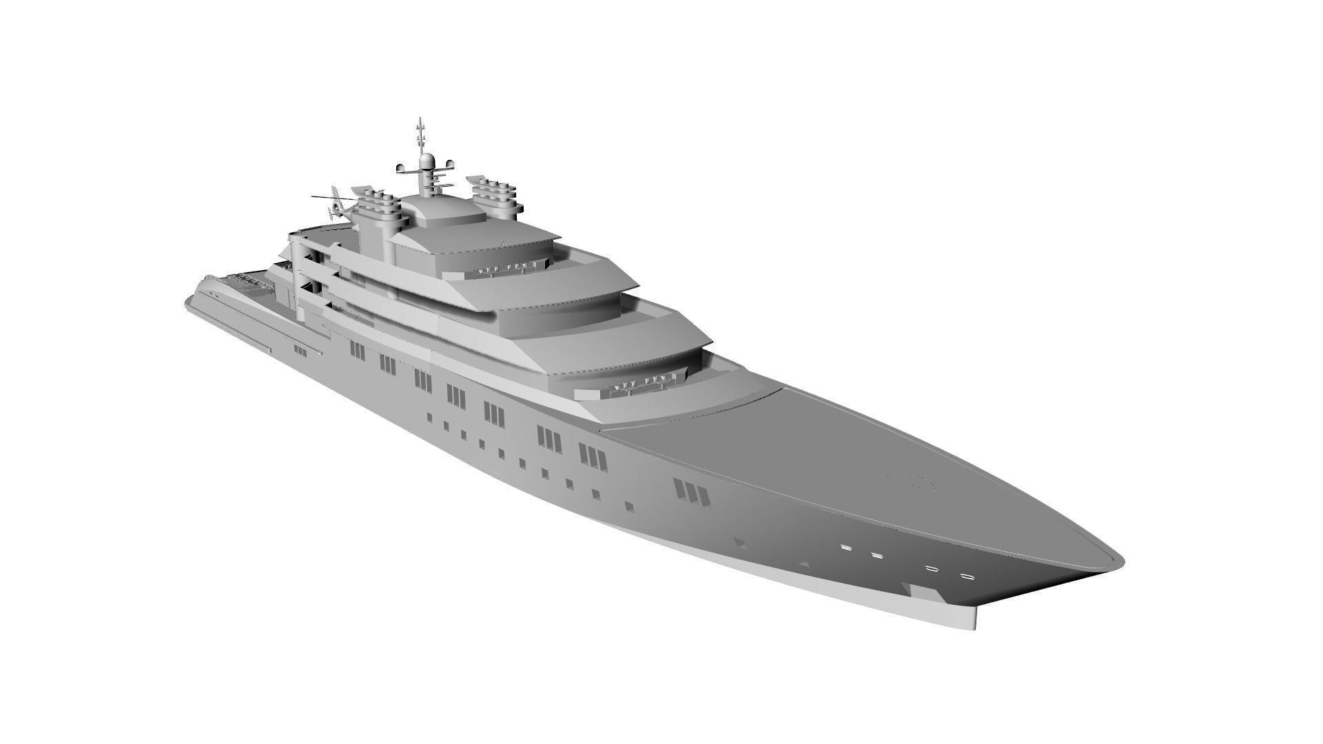 130 Meter Mega Yacht 3D model_19