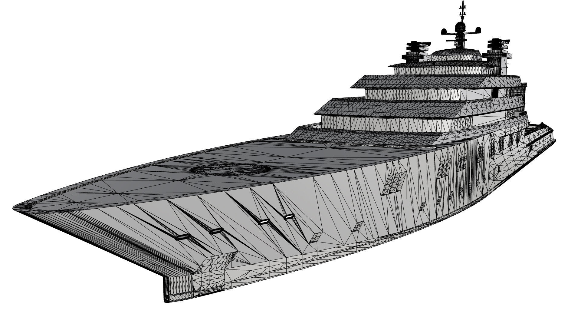130 Meter Mega Yacht 3D model_13