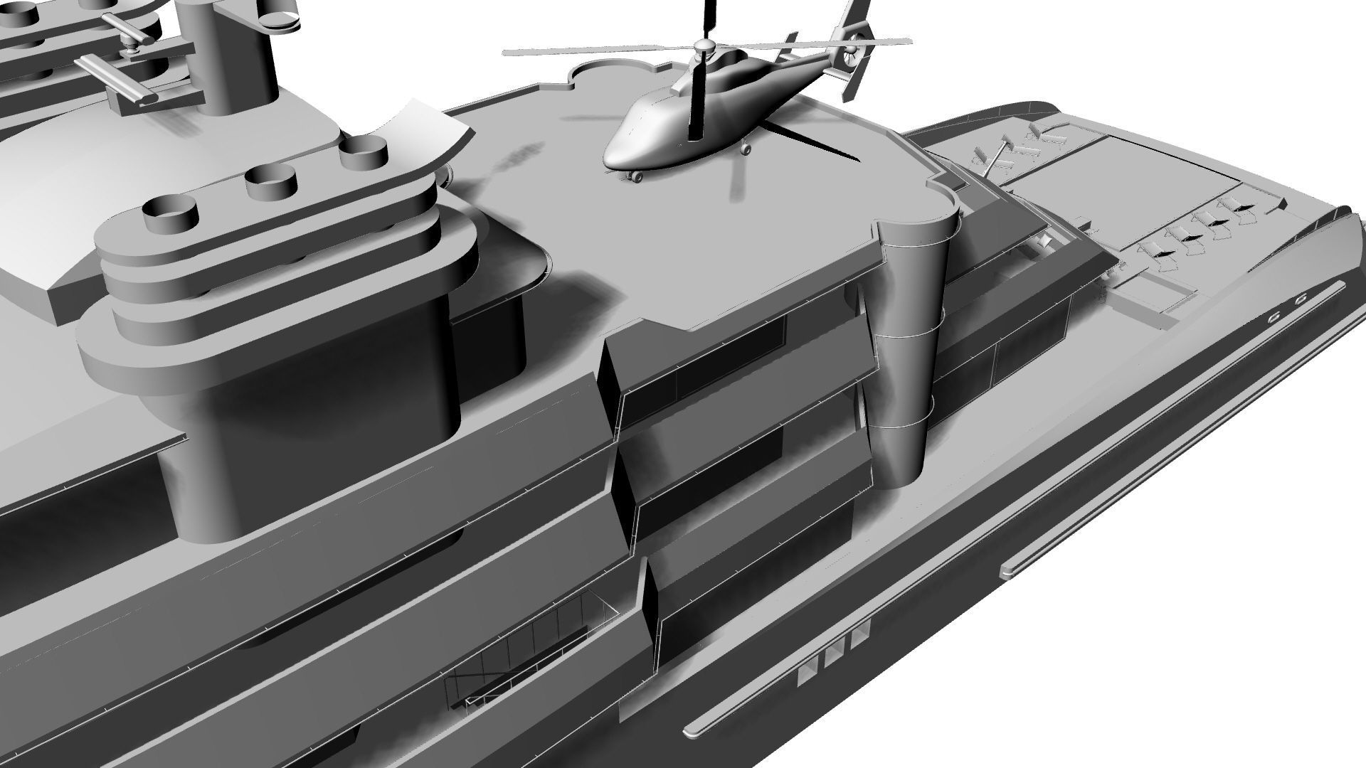 130 Meter Mega Yacht 3D model_23