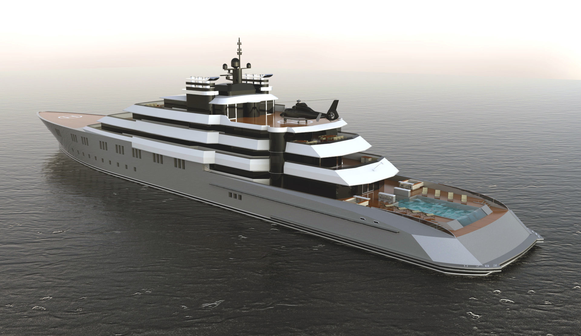 130 Meter Mega Yacht 3D model_8