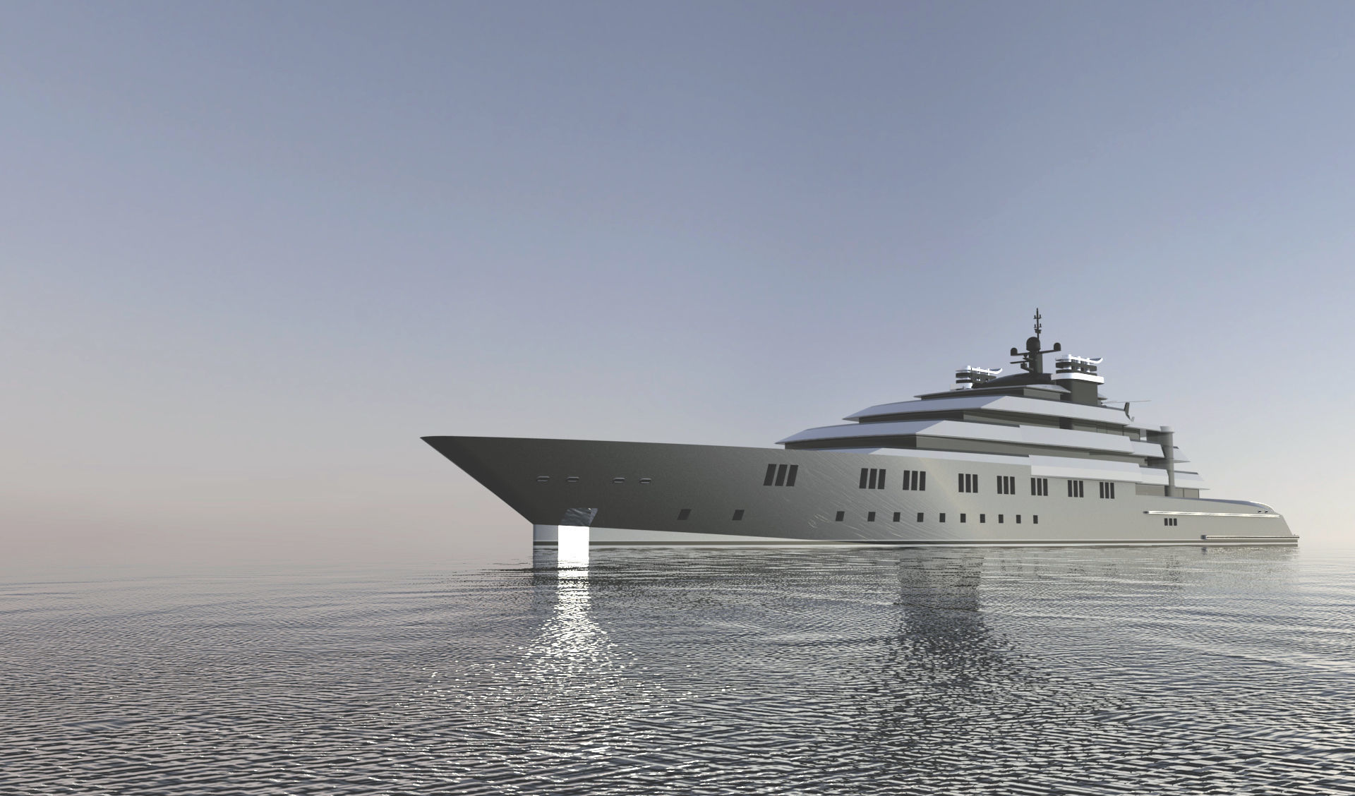 130 Meter Mega Yacht 3D model_2