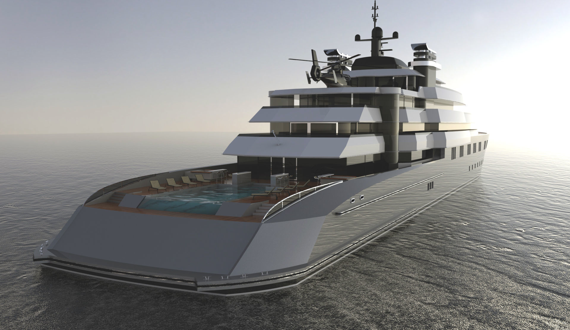 130 Meter Mega Yacht 3D model_6
