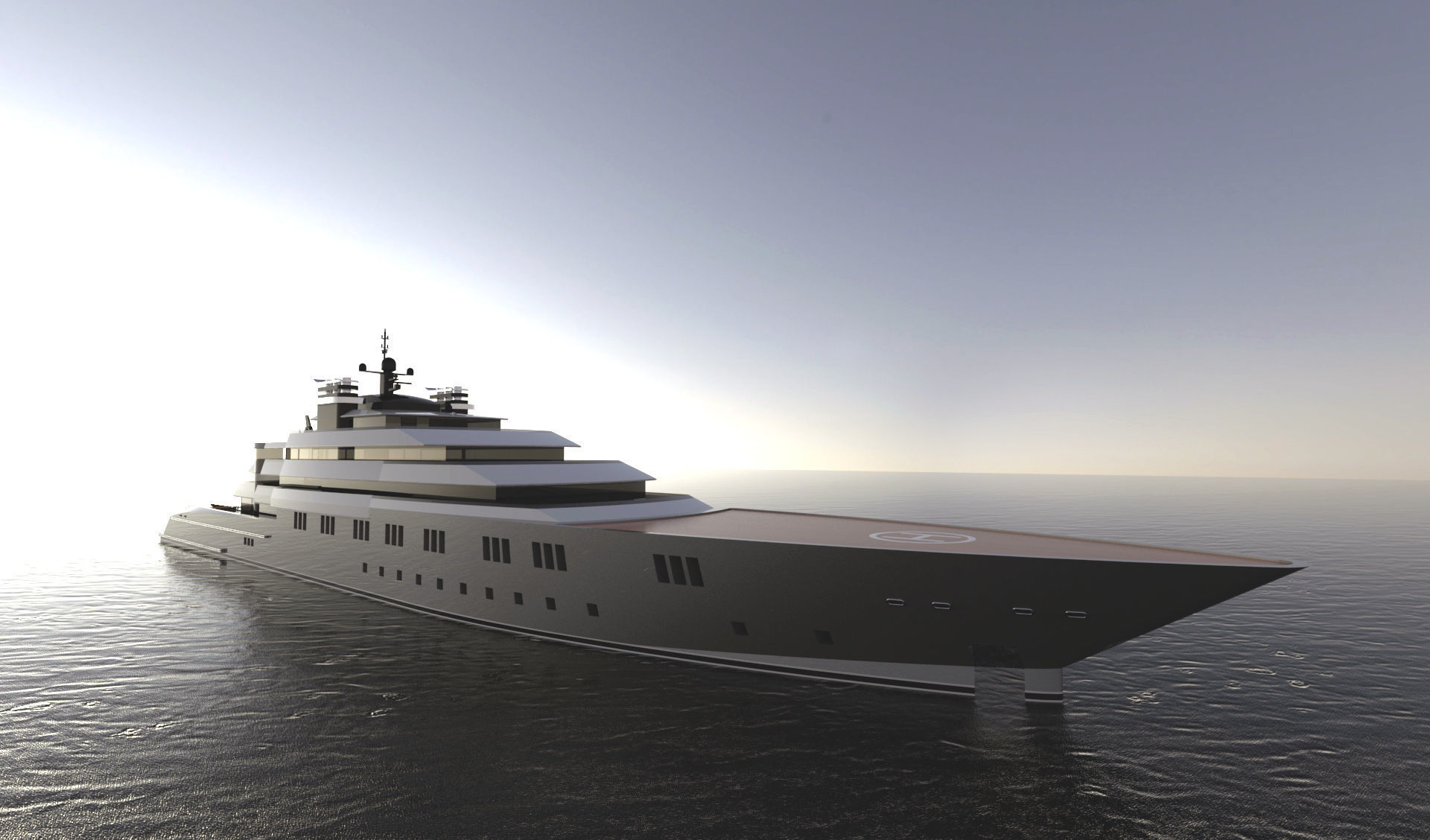 130 Meter Mega Yacht 3D model_5