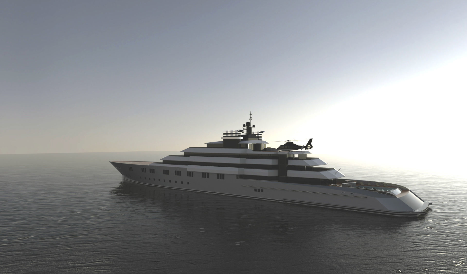 130 Meter Mega Yacht 3D model_3