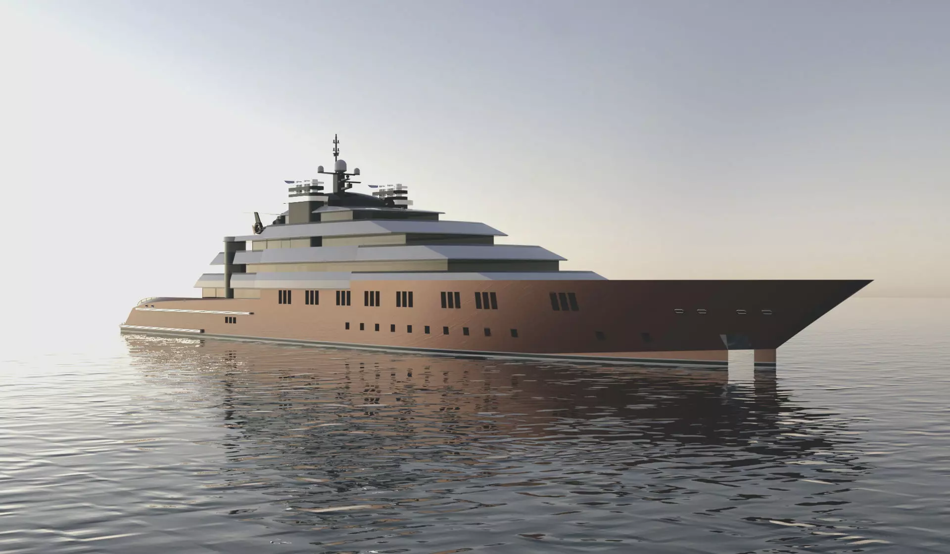130 Meter Mega Yacht 3D model_0