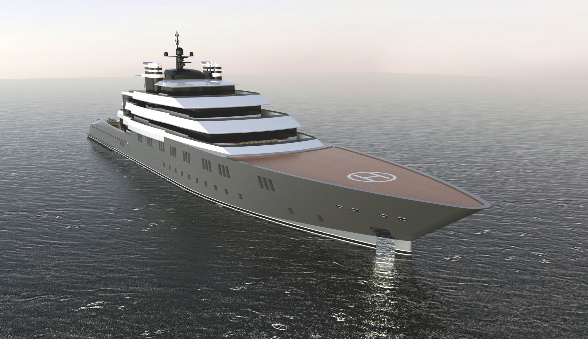 130 Meter Mega Yacht 3D model_9
