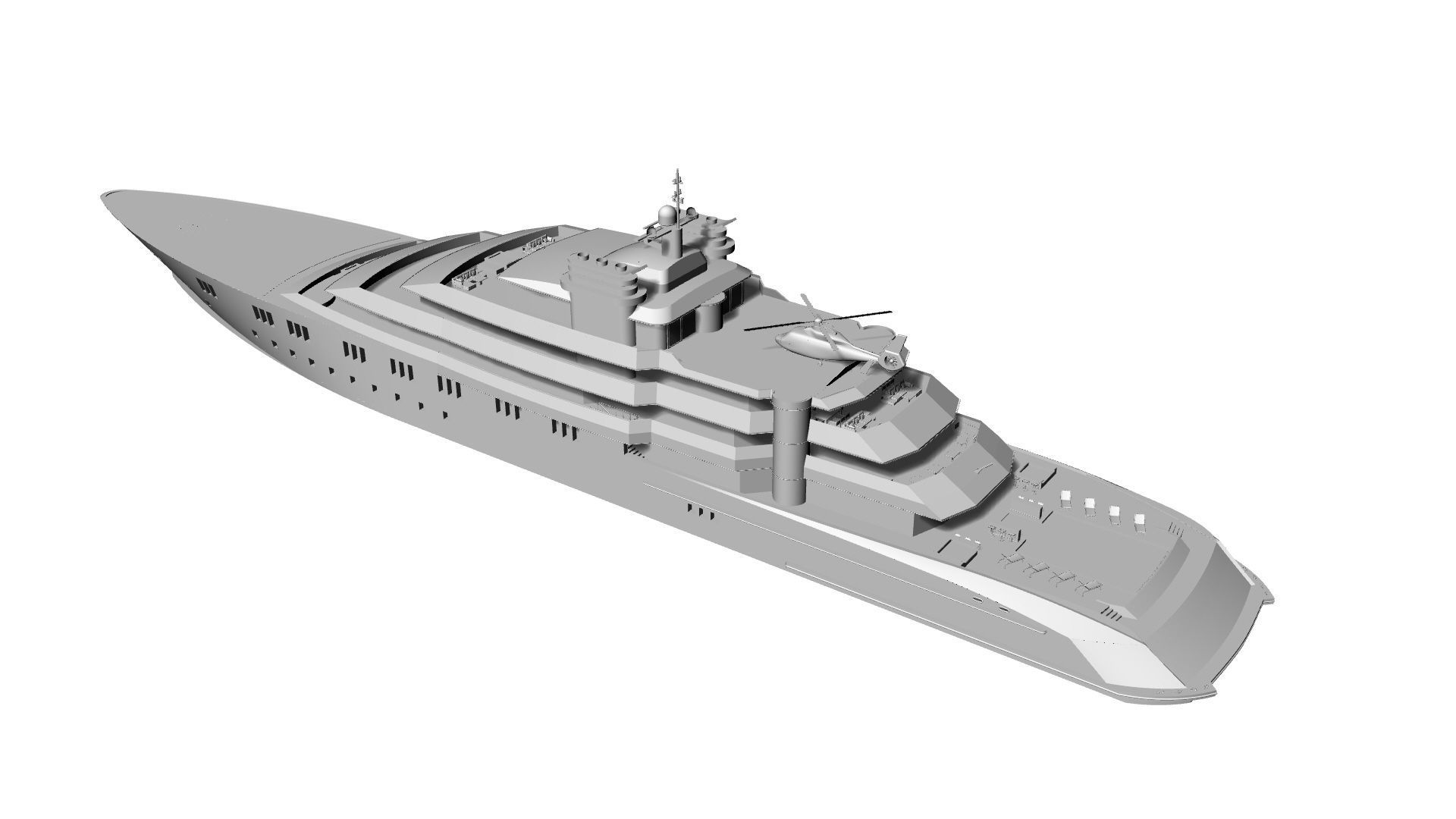 130 Meter Mega Yacht 3D model_20