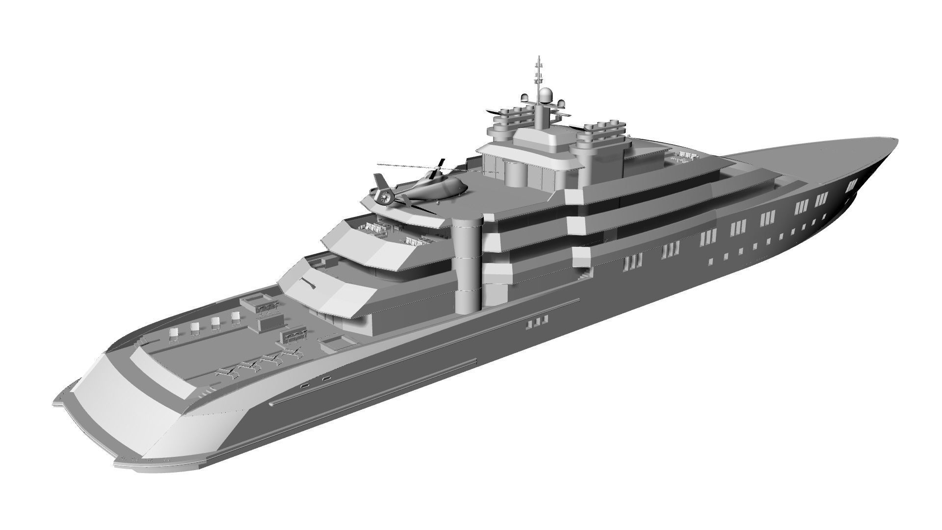130 Meter Mega Yacht 3D model_22