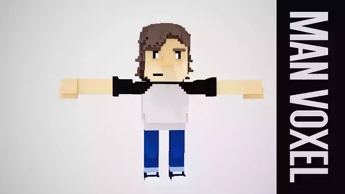 Voxel Man Low-poly 3D model