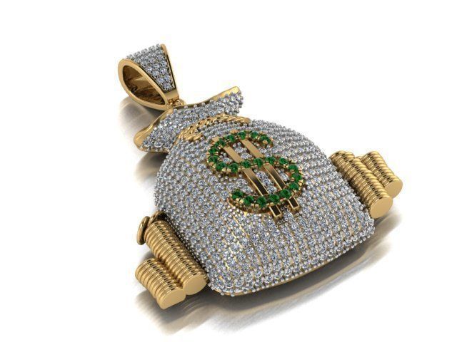 Sack of money pendant 3D print model_4