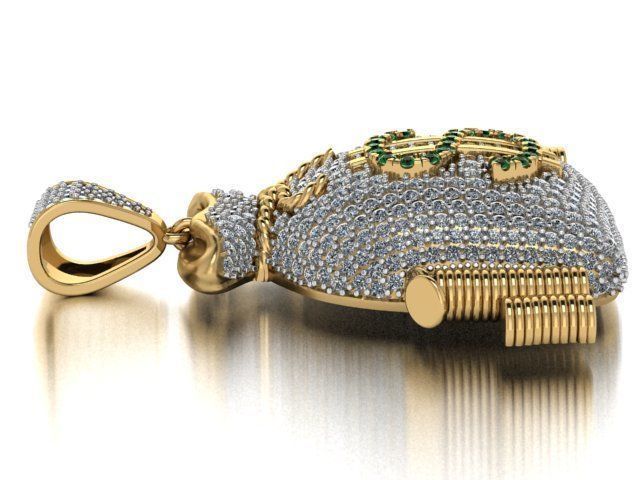 Sack of money pendant 3D print model_8