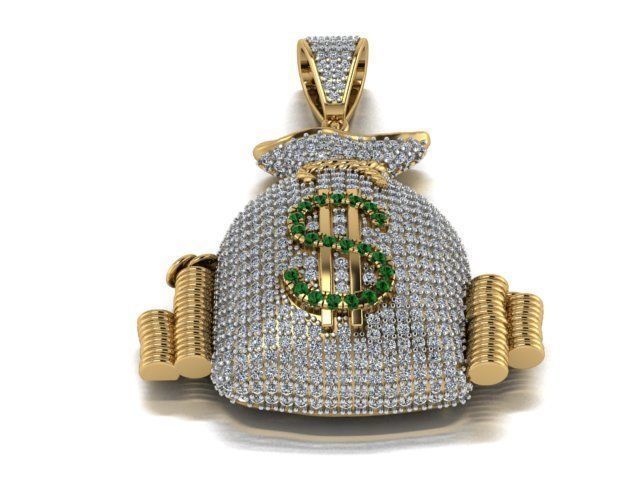 Sack of money pendant 3D print model_6