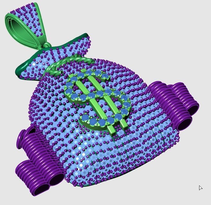 Sack of money pendant 3D print model_15