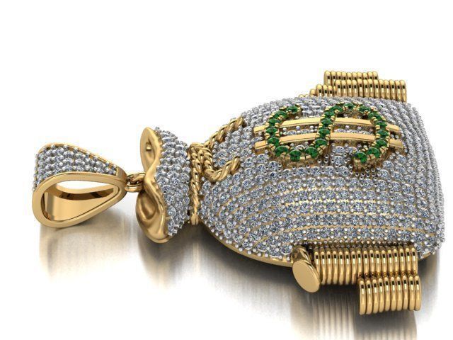 Sack of money pendant 3D print model_5