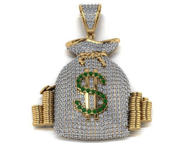 Sack of money pendant 3D print model_7