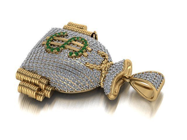 Sack of money pendant 3D print model_10