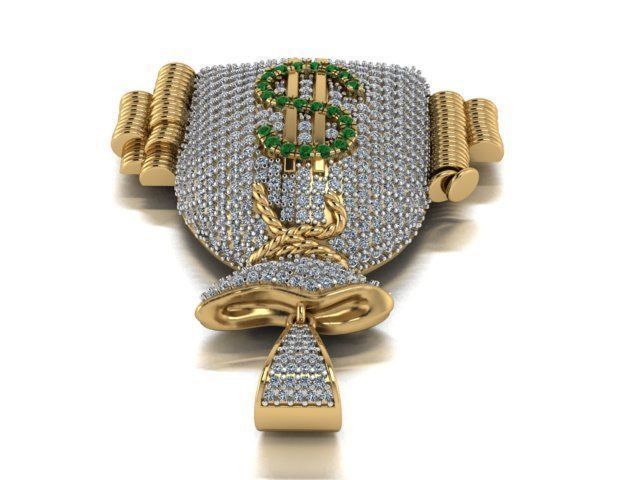 Sack of money pendant 3D print model_11