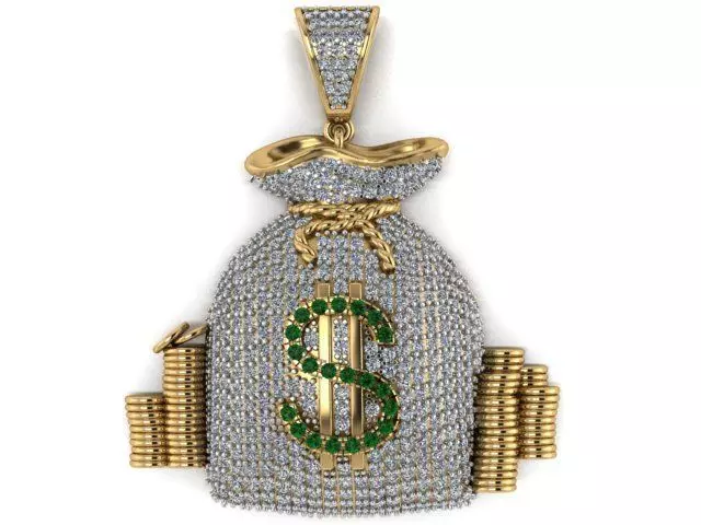 Sack of money pendant 3D print model_0