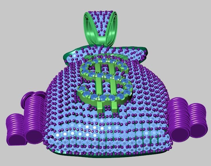 Sack of money pendant 3D print model_16