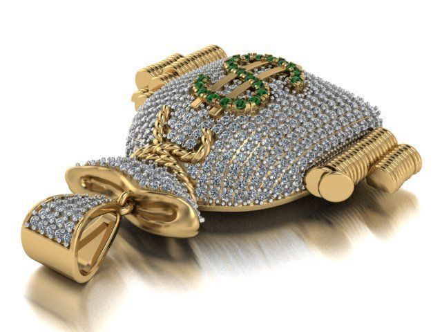 Sack of money pendant 3D print model_9