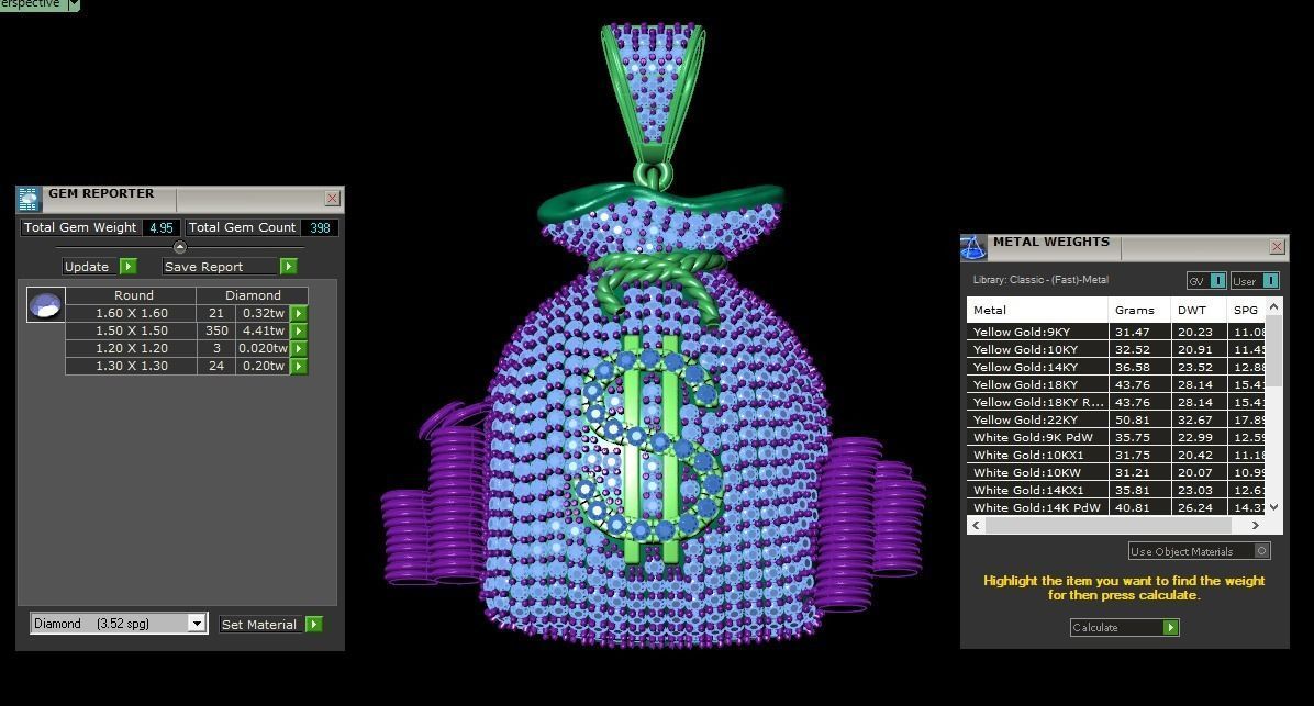 Sack of money pendant 3D print model_2