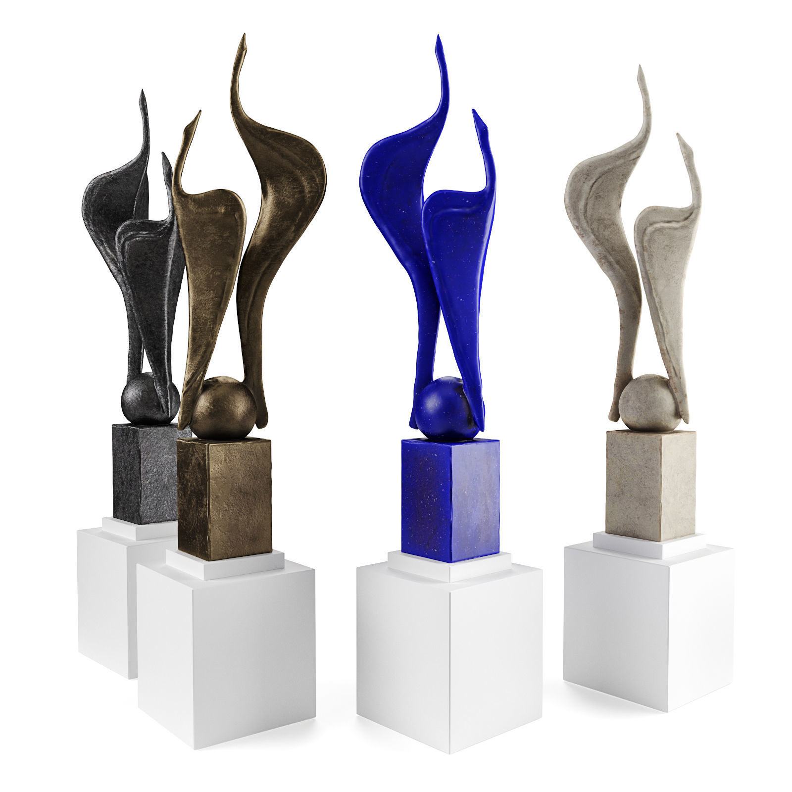 Cranes modern sculpture 3D model_2