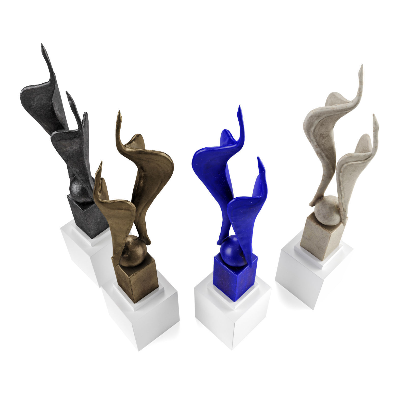 Cranes modern sculpture 3D model_3