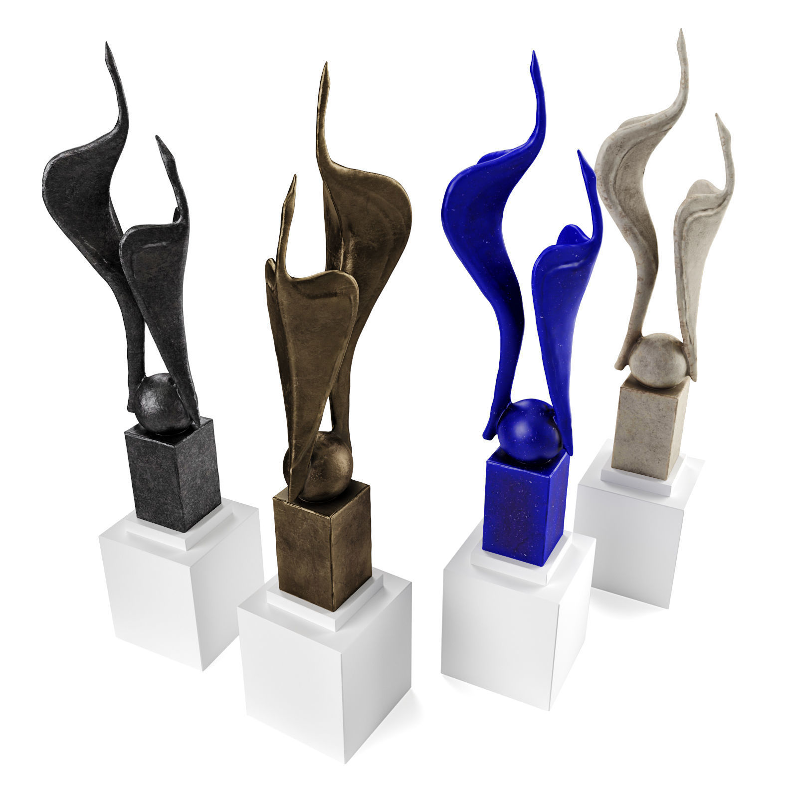 Cranes modern sculpture 3D model_1