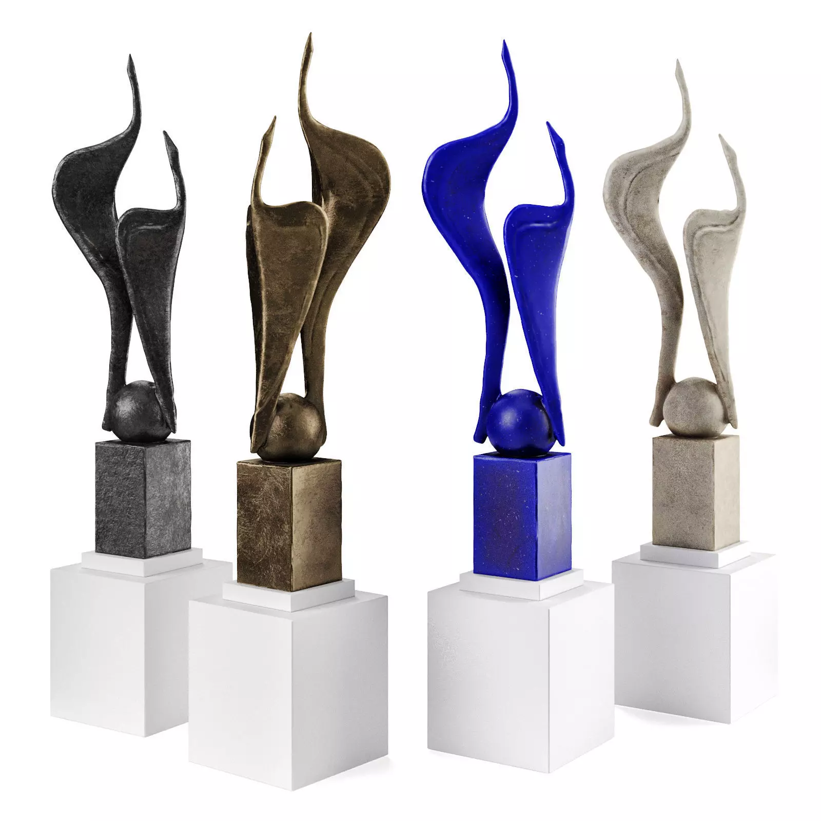 Cranes modern sculpture 3D model_0