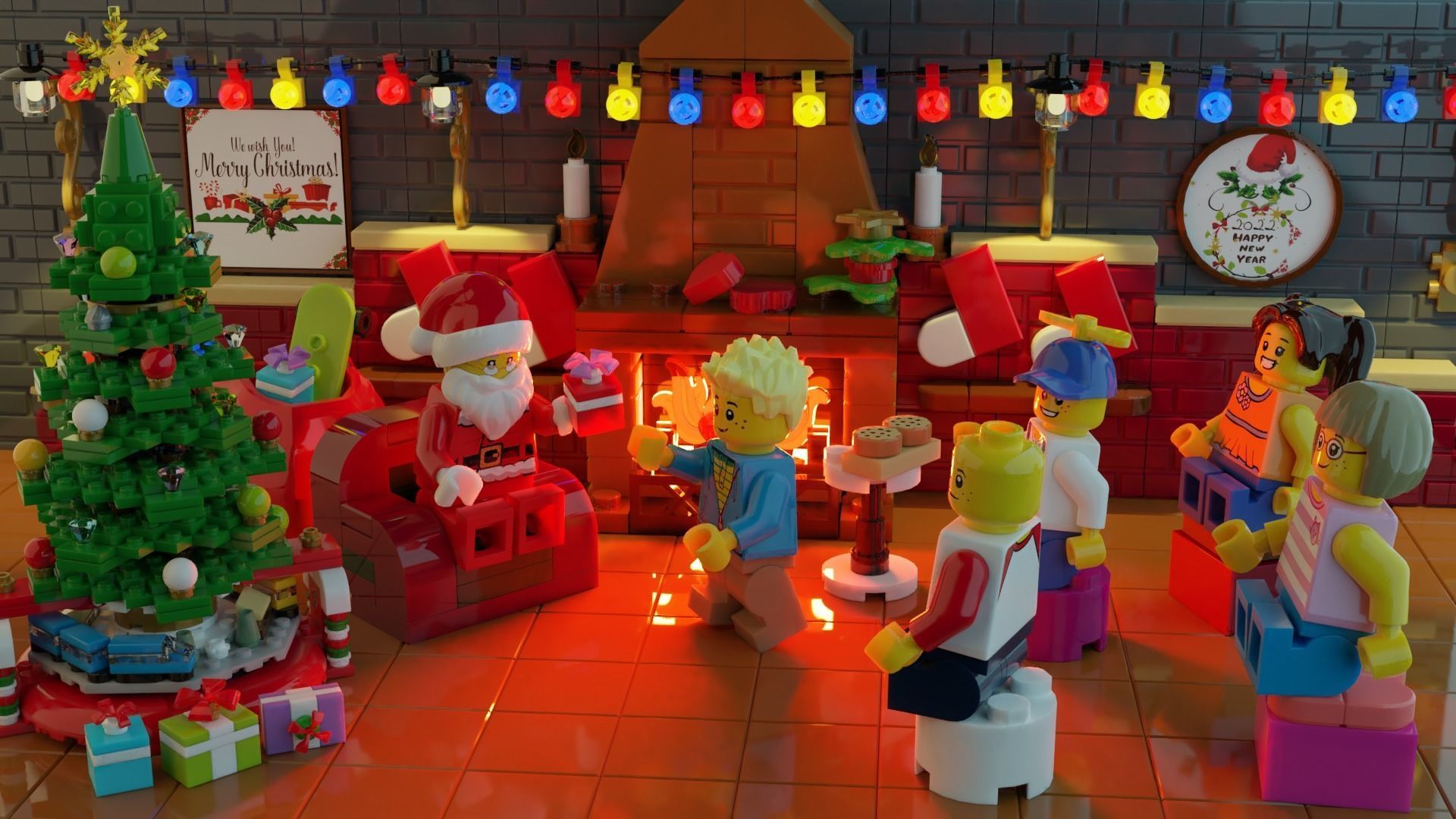 Lego Santa Scene 3D model_3