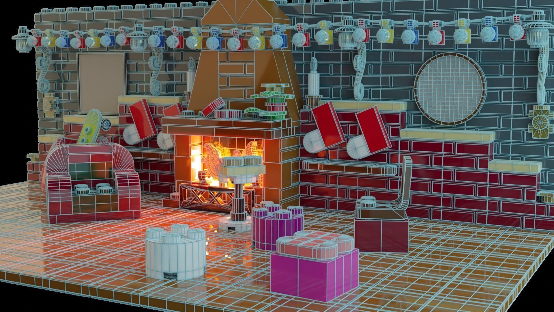 Lego Santa Scene 3D model_16