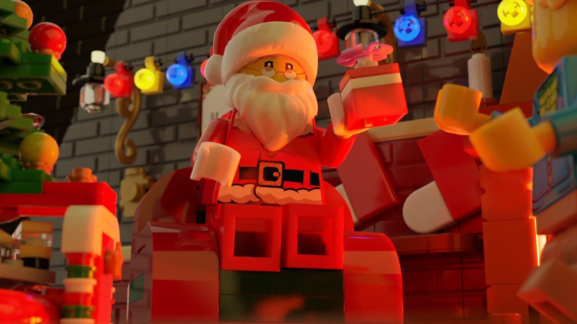 Lego Santa Scene 3D model_2