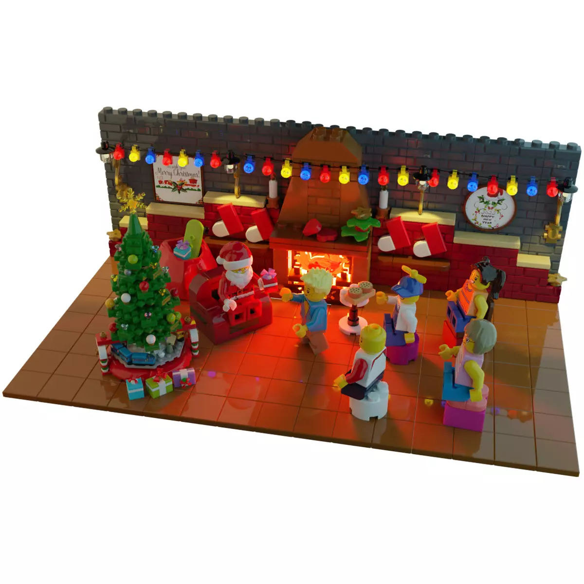 Lego Santa Scene 3D model_0