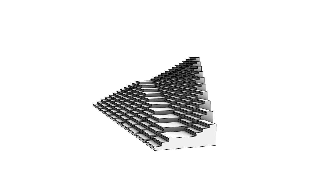 Stairs Pack X10 stair set with landing 3D model V1 3D model_10