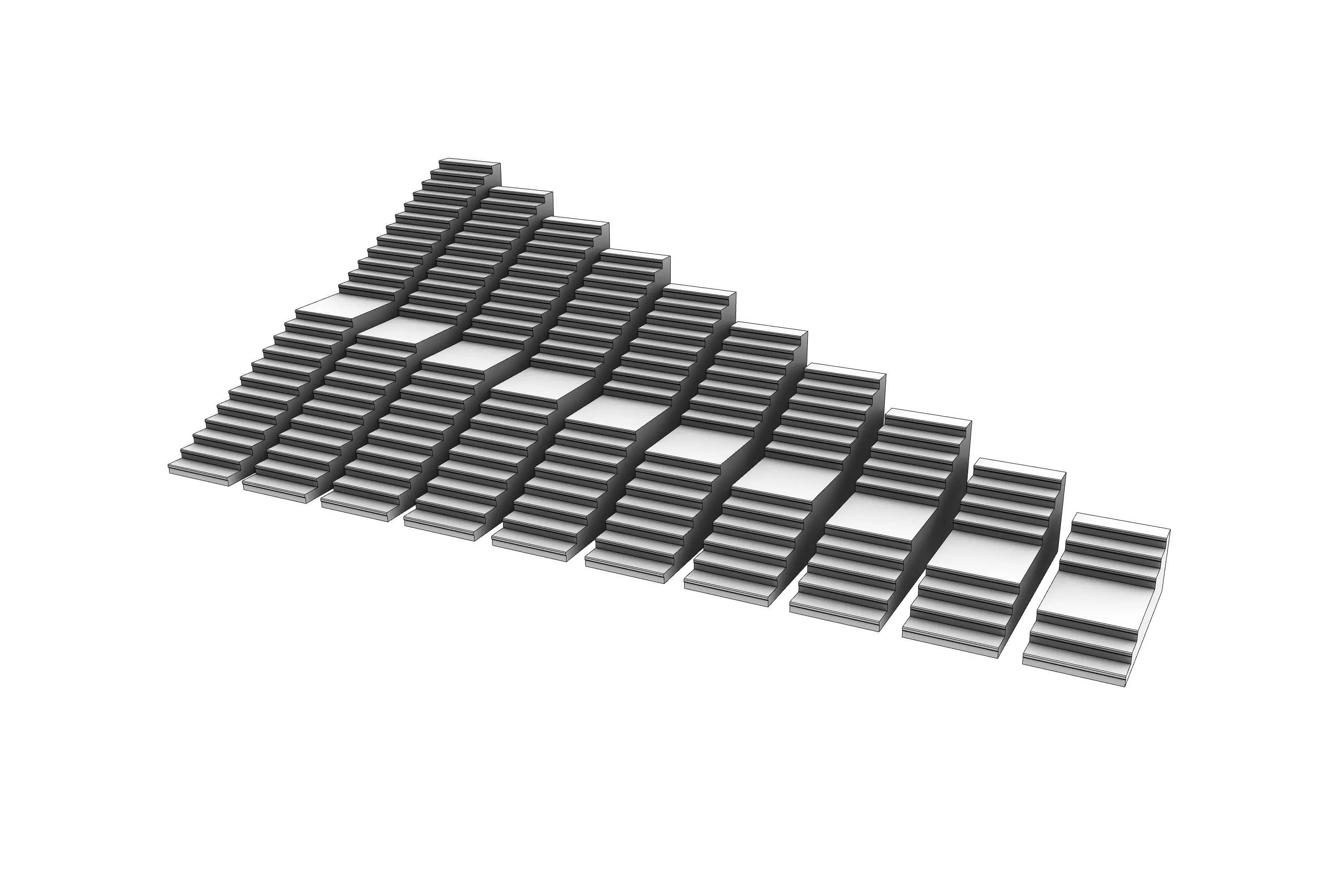 Stairs Pack X10 stair set with landing 3D model V1 3D model_0