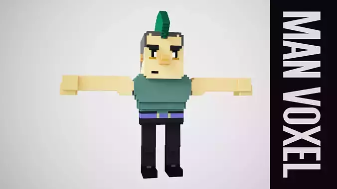 Voxel Man Low-poly 3D model
