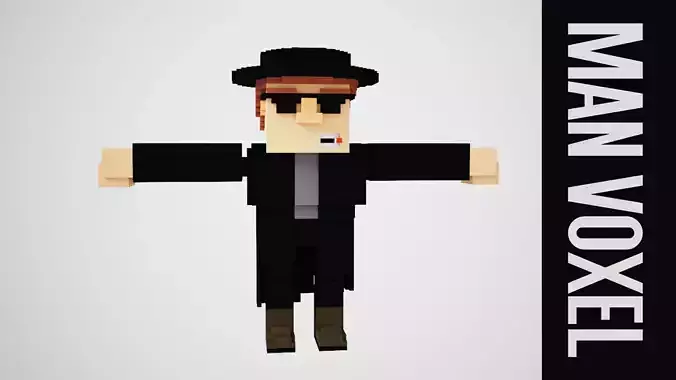Voxel Man Low-poly 3D model