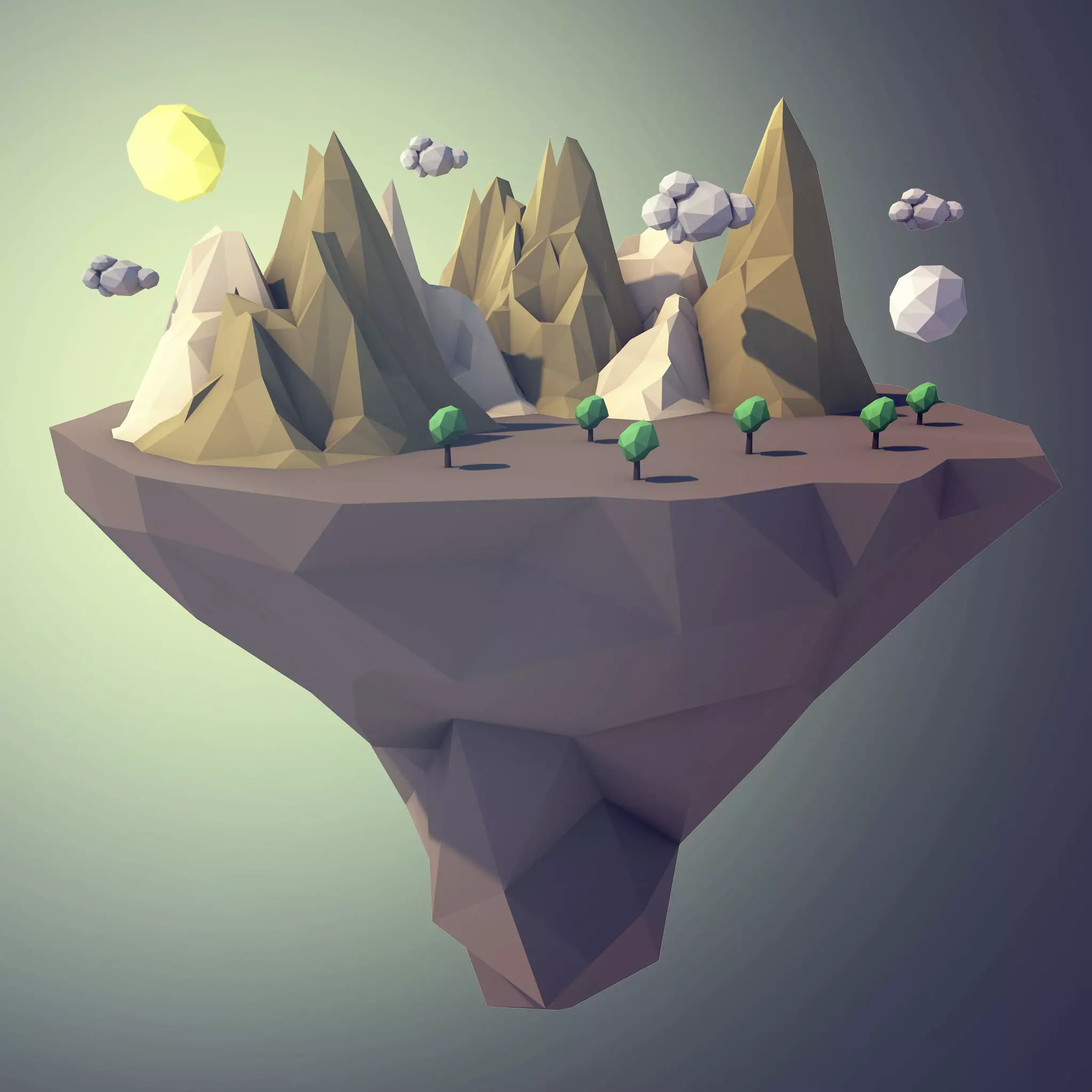 Low poly Small Landscape 3D model_0