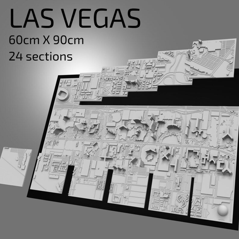 3D Las Vegas 3D Map City Art Landmark Las Vegas Skyline 3D print model_2