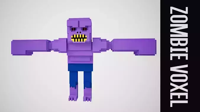 Voxel Zombie Low-poly 3D model