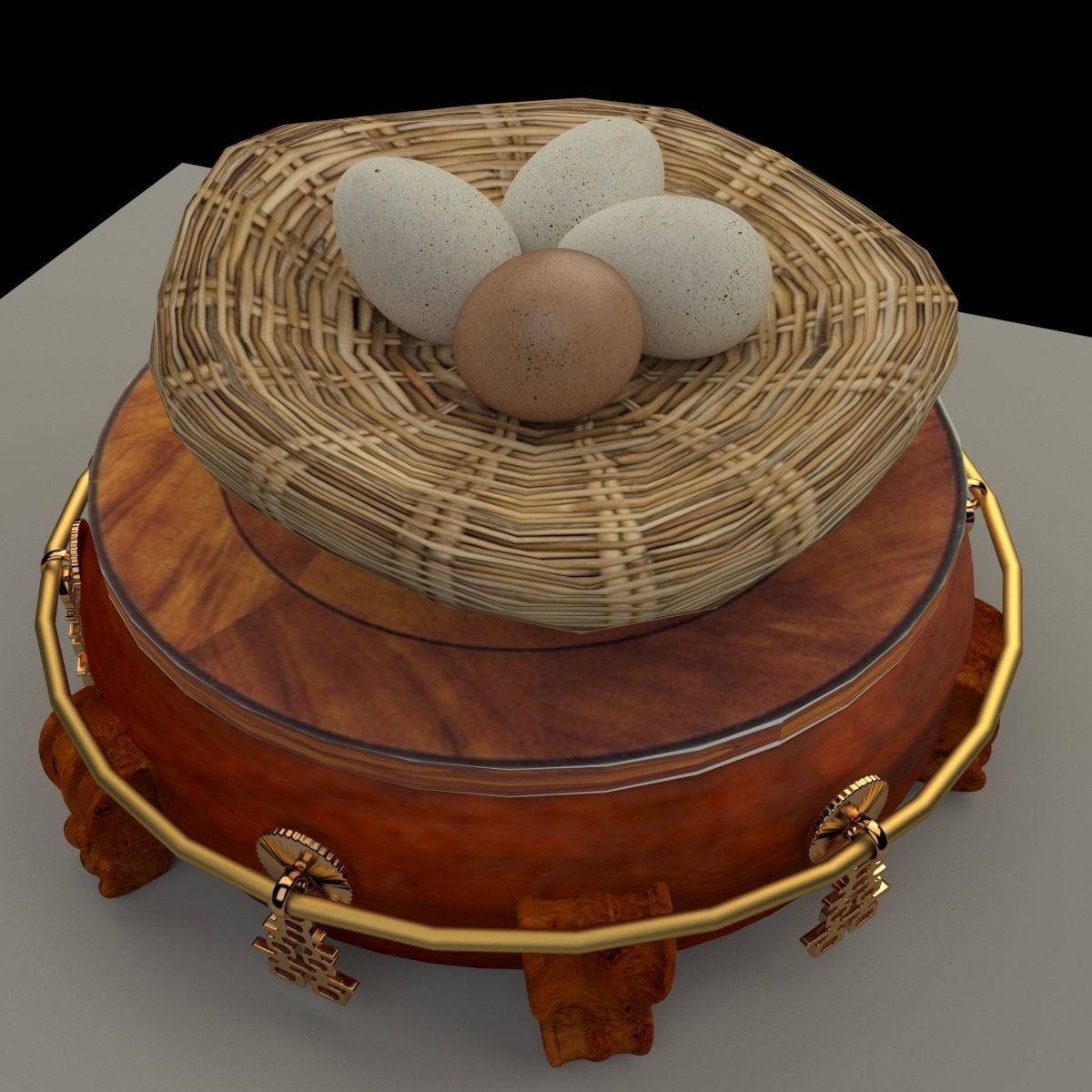 Chinese display stand with egg nest 3D model_1