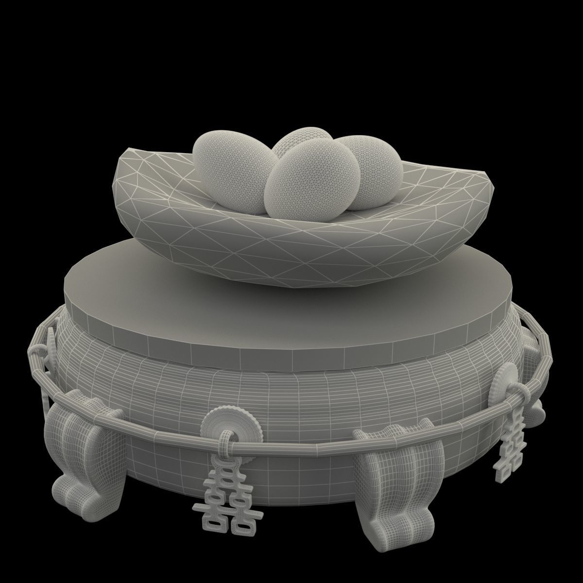 Chinese display stand with egg nest 3D model_6