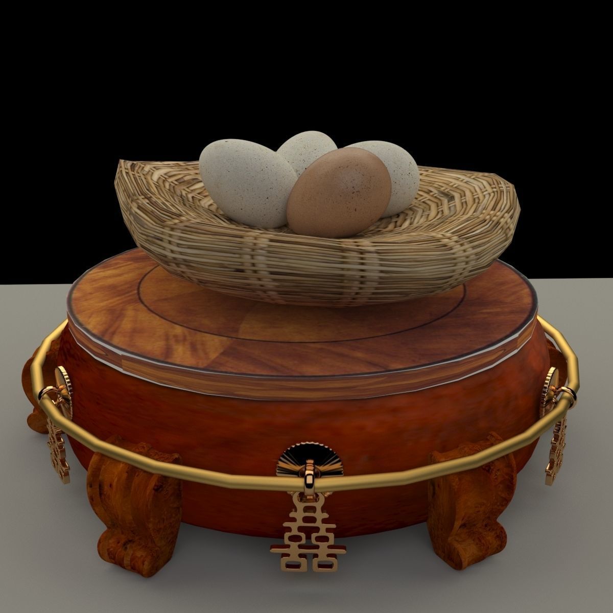 Chinese display stand with egg nest 3D model_4