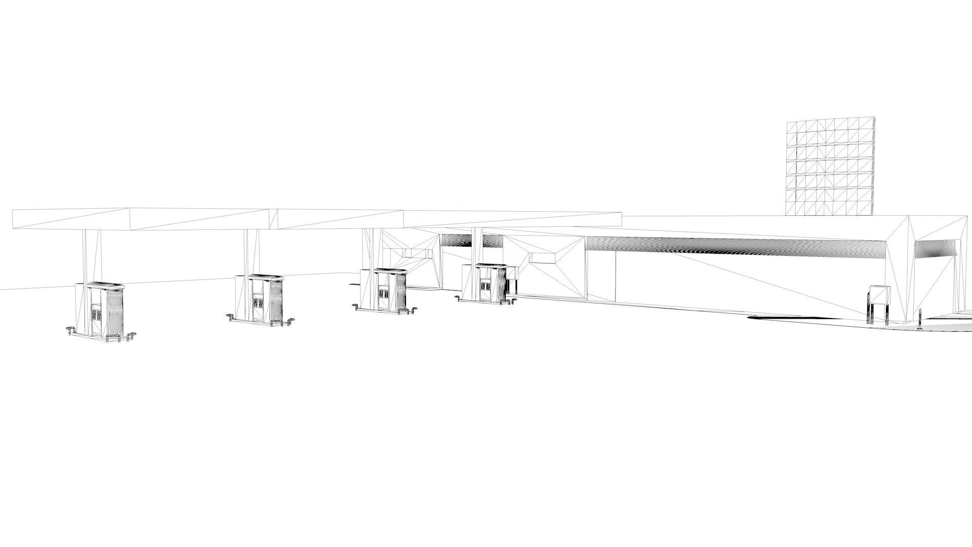 Gas Station Low-poly 3D model_12