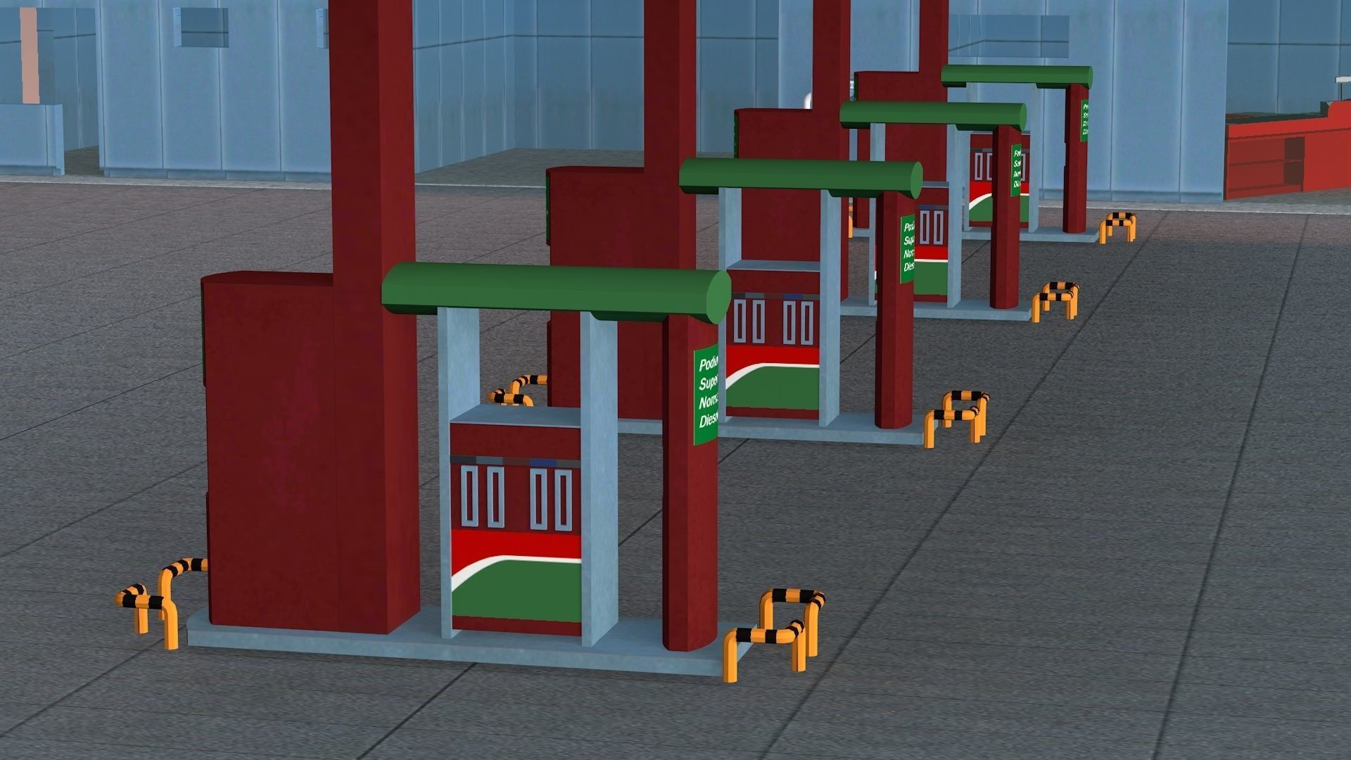 Gas Station Low-poly 3D model_6